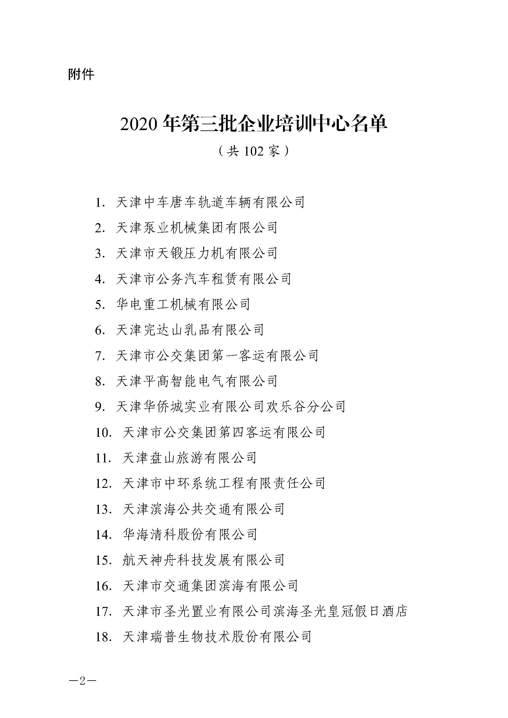 津人社辦函�021�號—市人社局關于公布2020年第三批企業(yè)培訓中心名單的通知_頁面_2.jpg 津人社辦函�021�號—市人社局關于公布2020年第三批企業(yè)培訓中心名單的通知_頁面_2.jpg